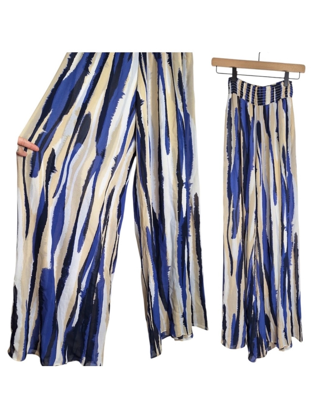 NWT Misa Pia Wide Leg Chiffon Pant- Striped Instinct M
